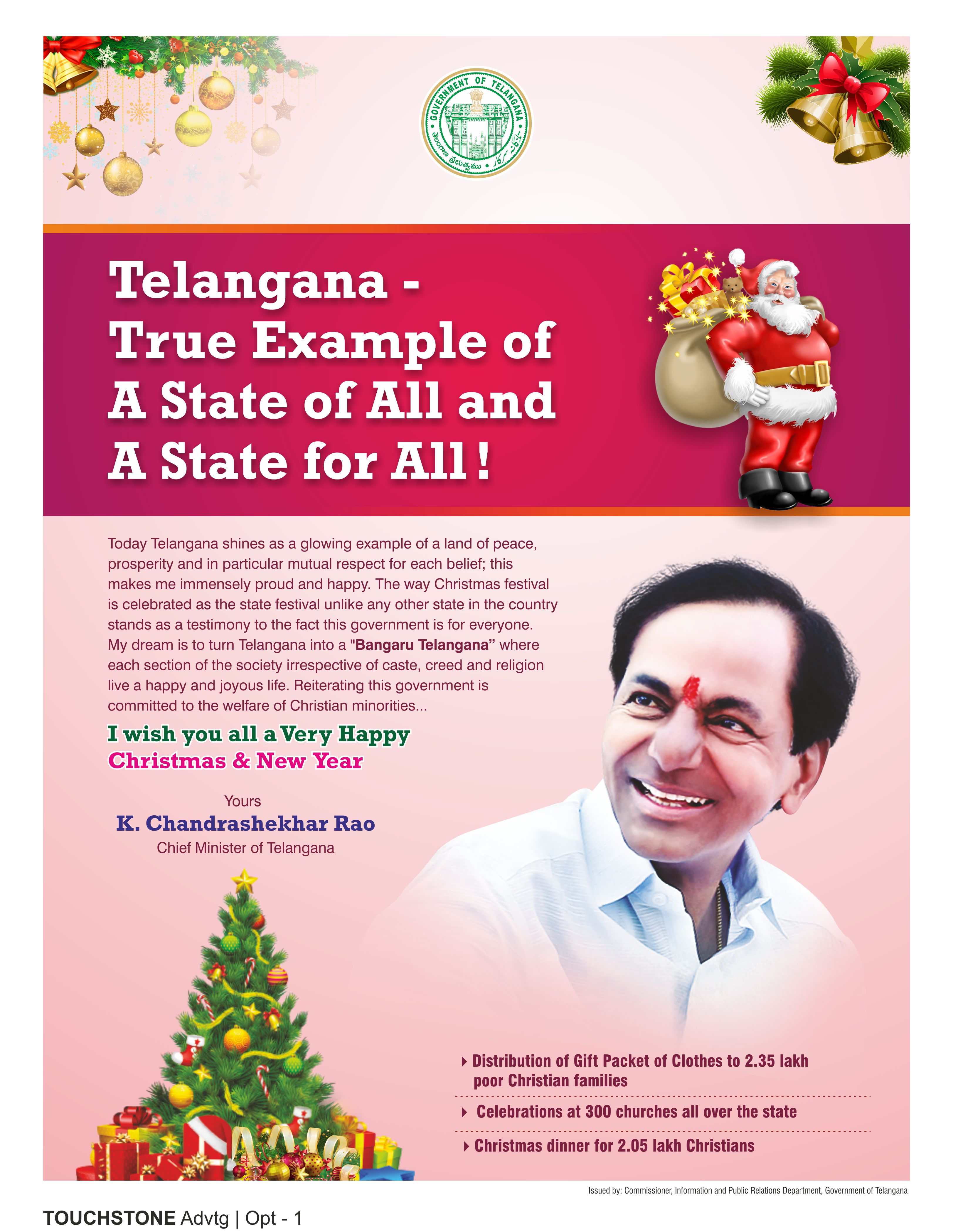 Copy that went on to adorn the entire 2018 Government of Telangana's Christmas Campaign 